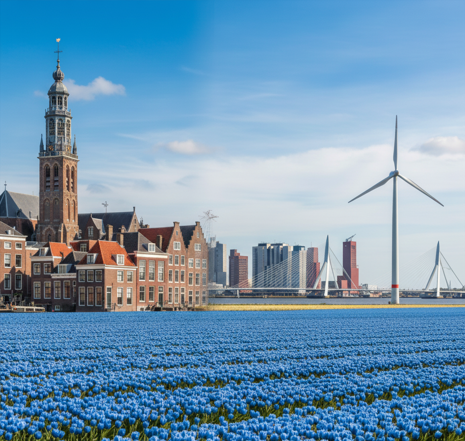 Nederland kaart met tulpen - Ruiten Isolatie actief in heel Nederland